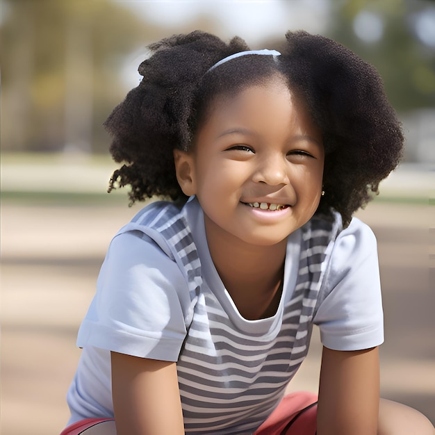 Free photo portrait of a smiling african american girl sitting on playground