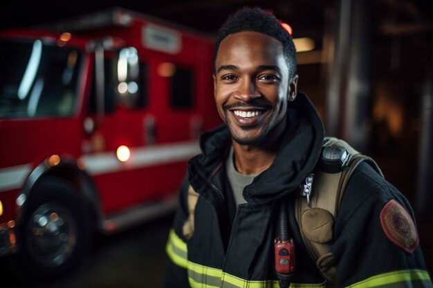 Portrait of  smiling firefighter