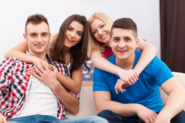 Portrait of smiling friends on double date