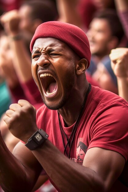 Portrait of soccer game fan enjoying match