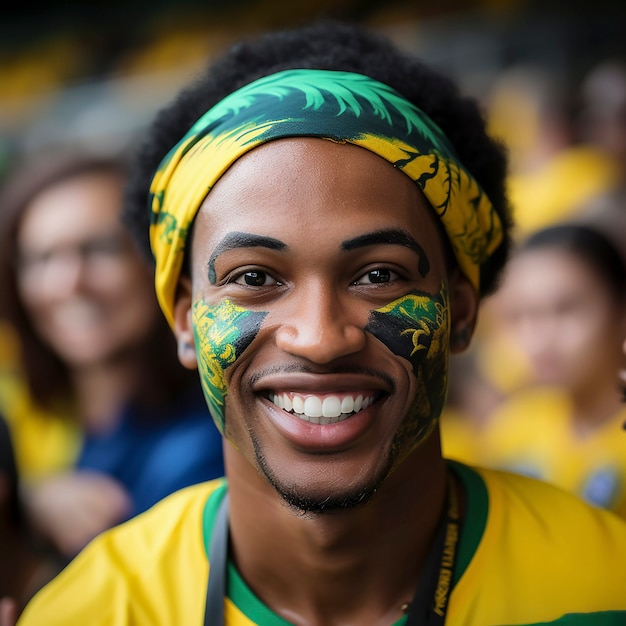 Free photo portrait of soccer game fan enjoying match