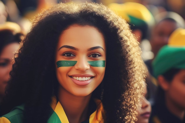 Portrait of soccer game fan enjoying match