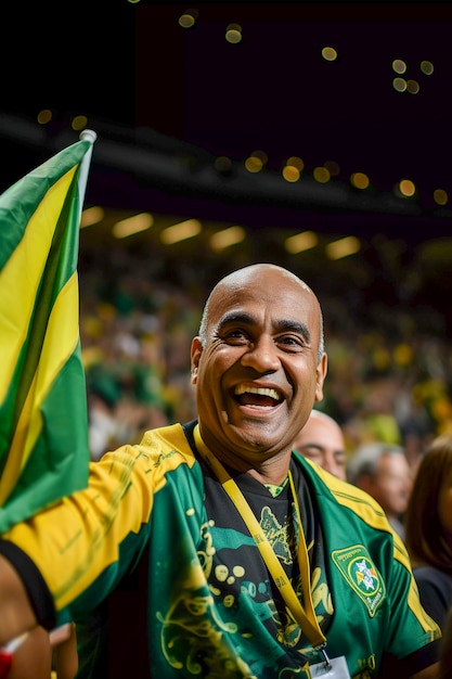 Free photo portrait of soccer game fan enjoying match