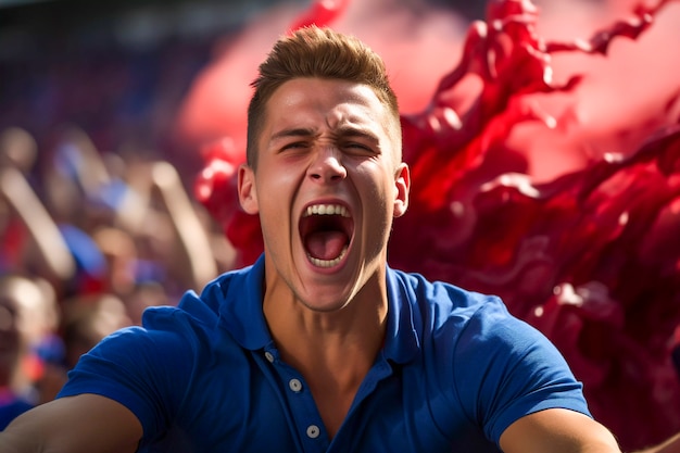 Free photo portrait of soccer game fan enjoying match