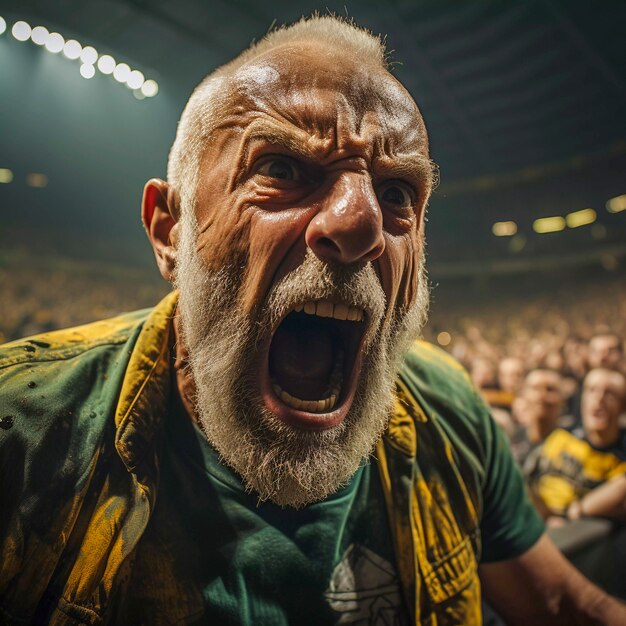 Portrait of soccer game fan enjoying match