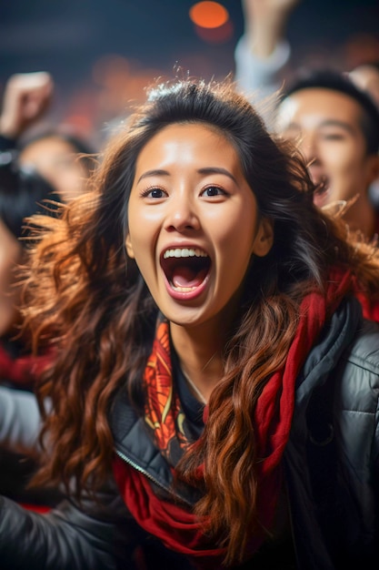 Portrait of soccer game fan enjoying match