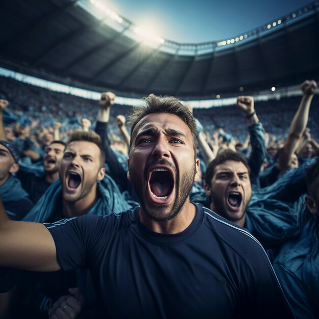 Portrait of soccer game fans enjoying match