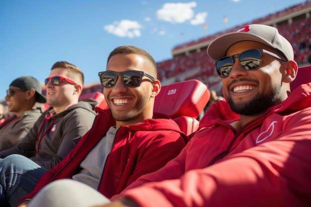 Free photo portrait of soccer game fans enjoying match