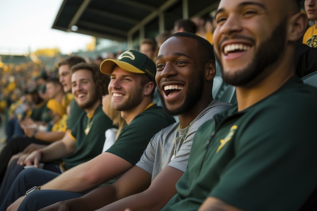 Portrait of soccer game fans enjoying match