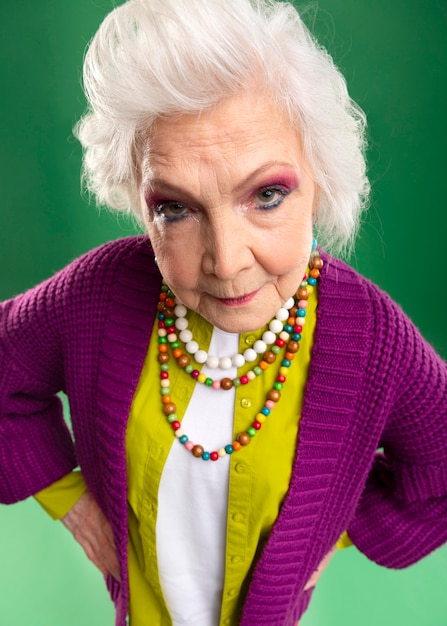 Portrait of stylish senior woman model