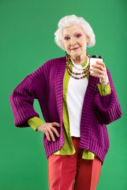 Free Photo portrait of stylish senior woman