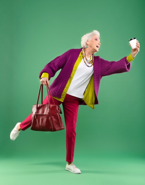 Free Photo portrait of stylish senior woman