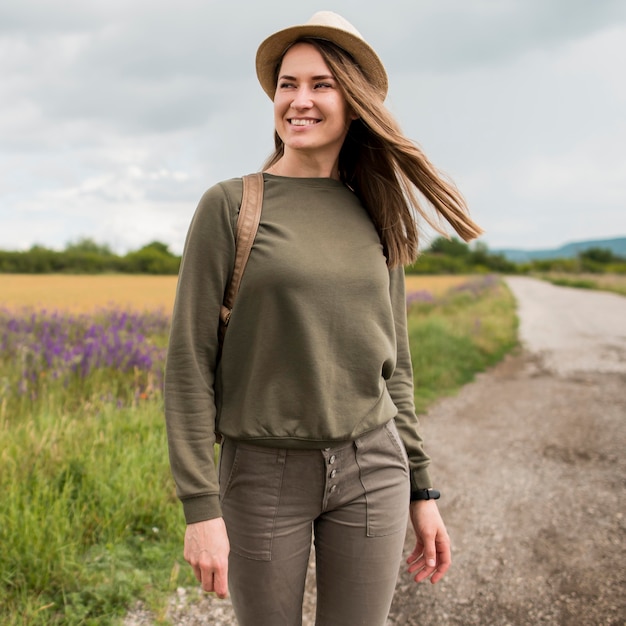 Free Photo portrait of stylish travel with hat