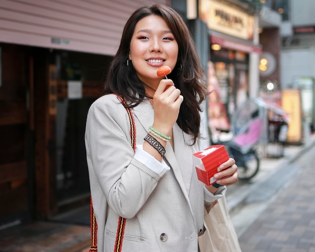 Portrait of stylish young woman smiling