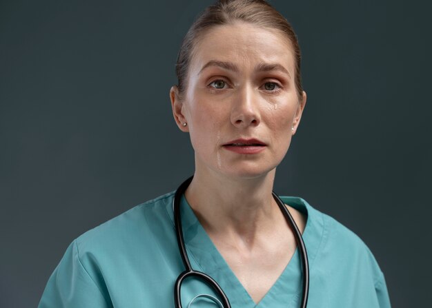 Portrait of suffering female doctor