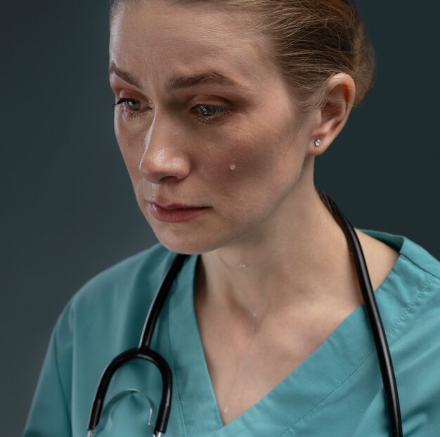 Portrait of suffering female doctor