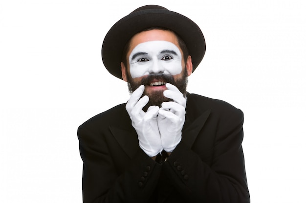 Portrait of the surprised and joyful mime