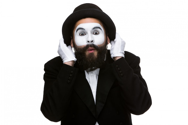 Portrait of the surprised mime