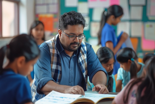 Free photo portrait of teacher at work in the educational system