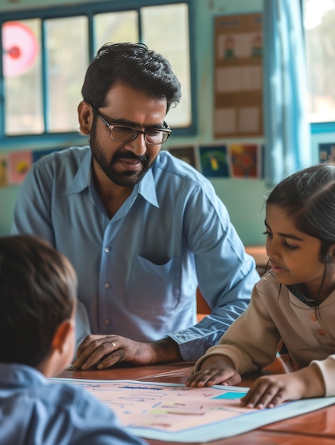 Free photo portrait of teacher at work in the educational system