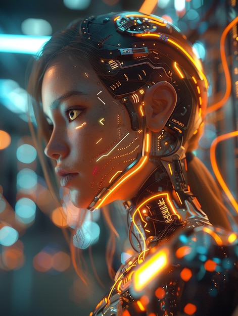 Free photo portrait of technologically advanced female humanoid