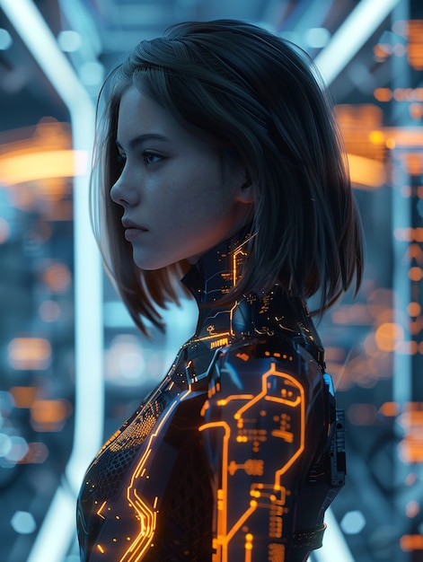 Free photo portrait of technologically advanced female humanoid