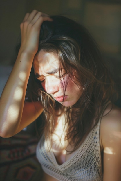 Portrait of teenager suffering from hangover