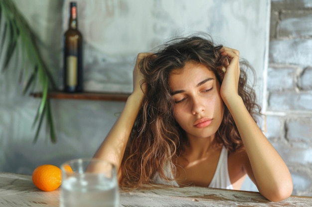 Free photo portrait of teenager suffering from hangover