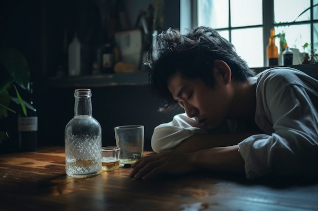 Free Photo portrait of teenager suffering from hangover