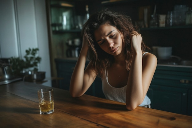 Portrait of teenager suffering from hangover