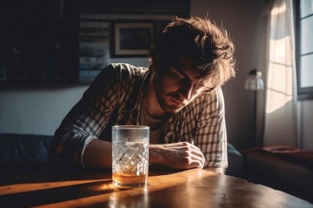 Free Photo portrait of teenager suffering from hangover