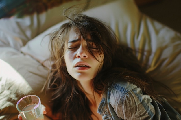 Free photo portrait of teenager suffering from hangover