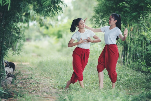 Portrait of Thai young lady in Art culture Thailand Dancing, Thailand