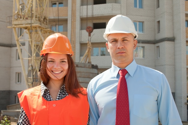 Portrait of two builders 