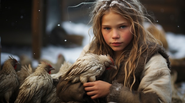 Free photo portrait of viking children's day to day life