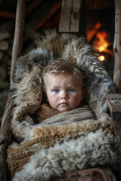 Free Photo portrait of viking children's day to day life