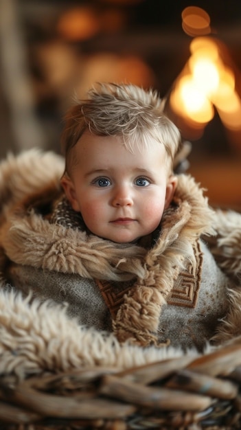 Free Photo portrait of viking children's day to day life