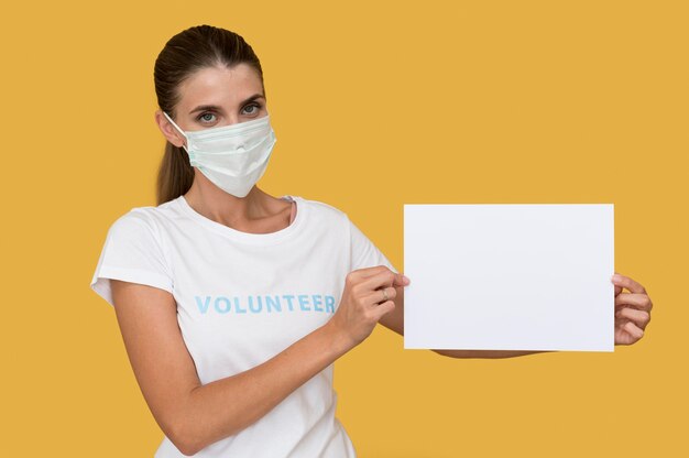 Portrait of volunteer wearing face mask