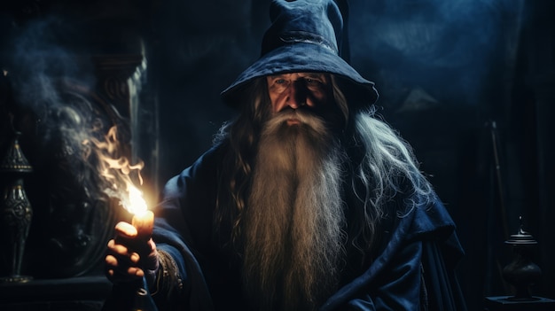 Free photo portrait of wizard during medieval times