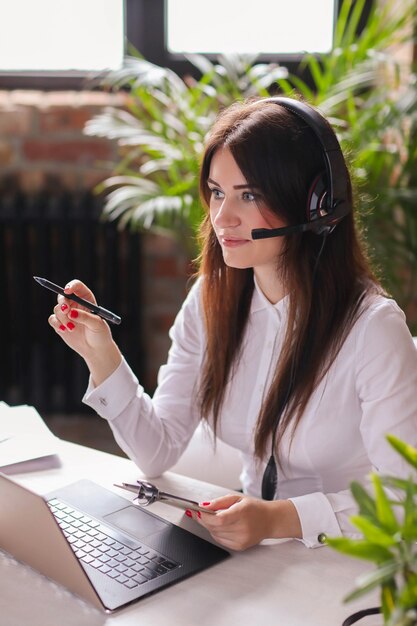 Portrait of woman customer service worker