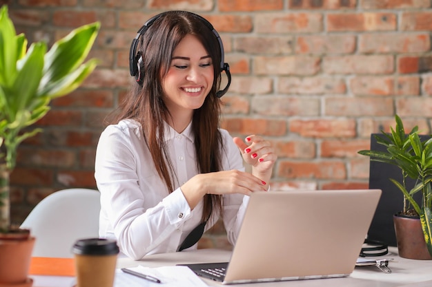 Portrait of woman customer service worker