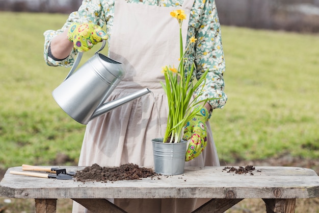 Portrait of woman gardening