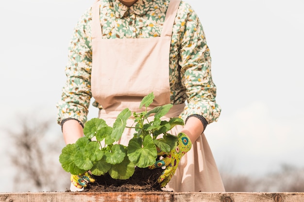 Portrait of woman gardening