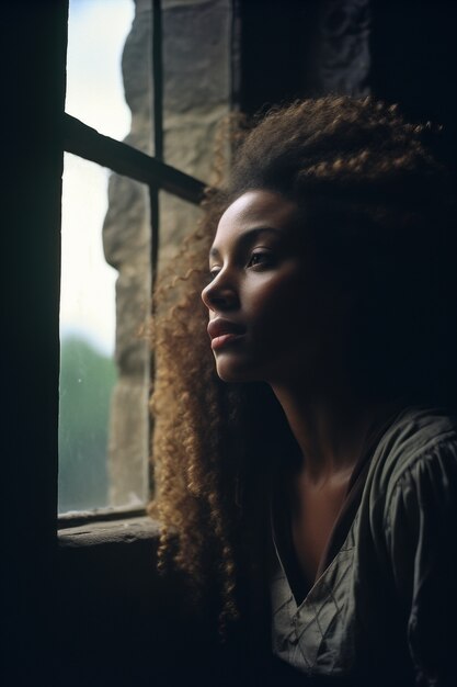 Portrait of woman during medieval times