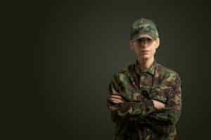 Free photo portrait of woman ready for duty