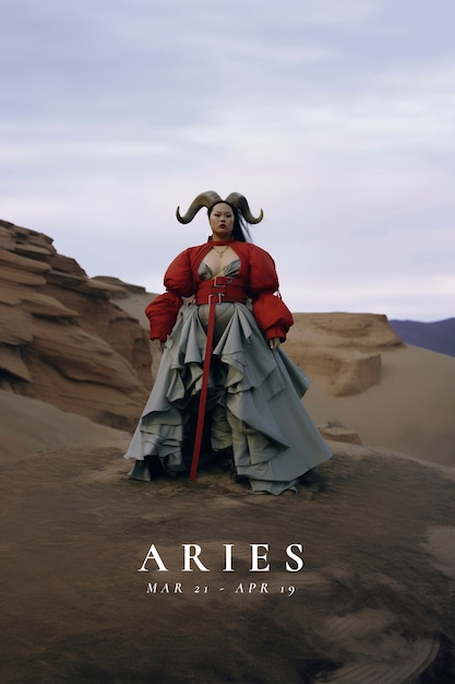 Portrait of woman representing aries zodiac sign