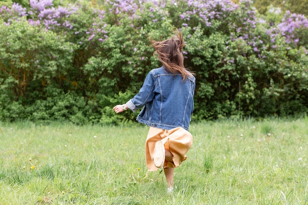 Portrait woman running nature