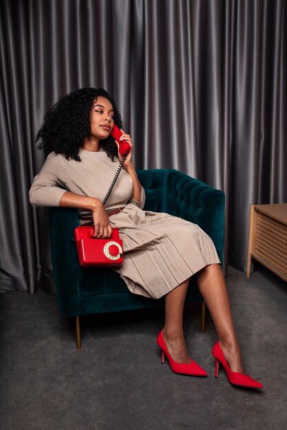 Portrait of woman's legs with stylish high heels and pantyhose