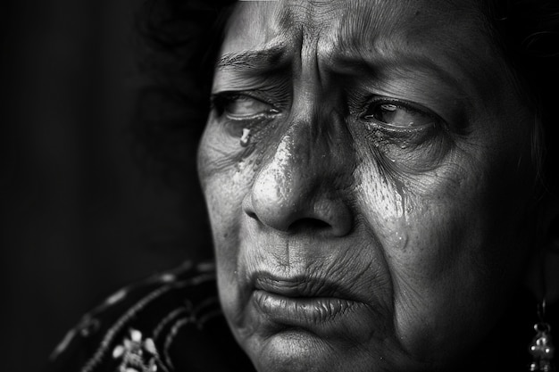 Portrait of woman showing strong emotions for mental health awareness