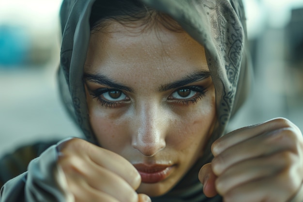 Free photo portrait of woman showing strong emotions for mental health awareness